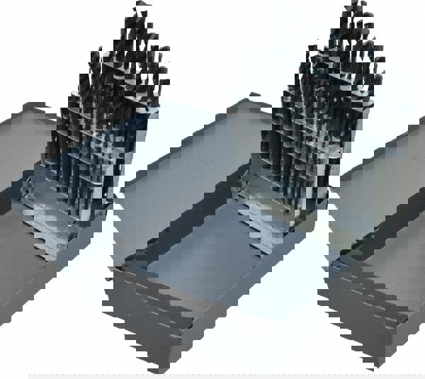 Drill Bit Set: Screw Machine Length Drill Bits, 21 Pc, 135 °, High Speed Steel